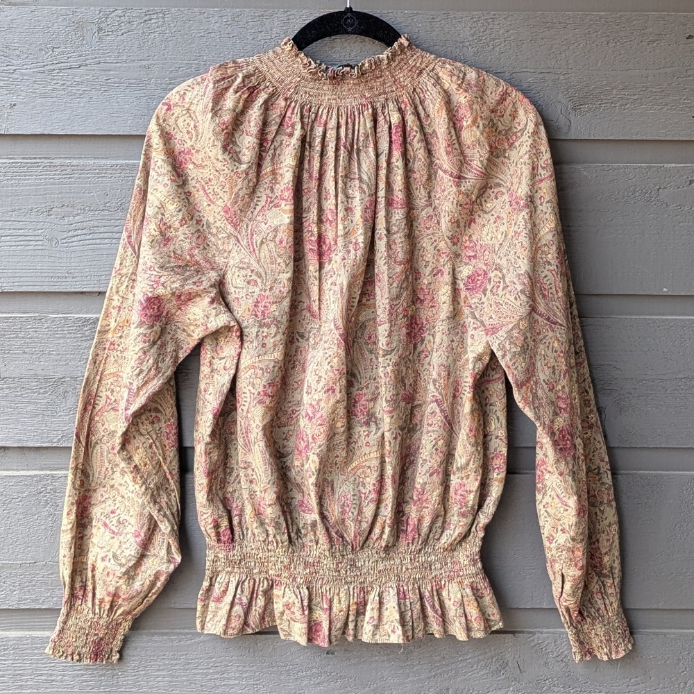 Lauren Jeans Ralph Lauren Button Up Mock Neck Long Sleeve Victorian Blouse Large - Picture 6 of 8